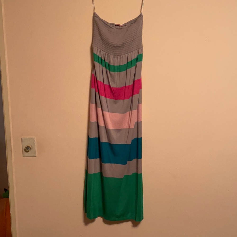 Juicy Couture Striped Strapless Maxi Dress Free Shipping